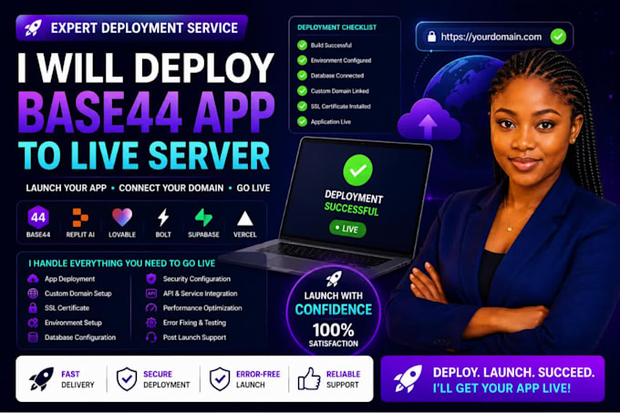 deploy base44 app, replit ai, lovable app, bolt app to live server