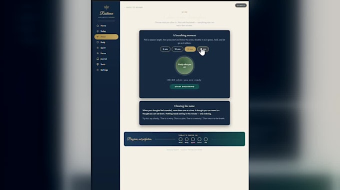 create a custom interactive wellness board for meditation and reflection