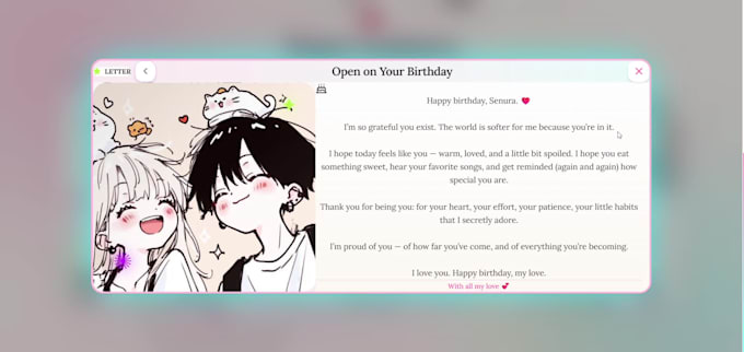 create a romantic digital love letter website