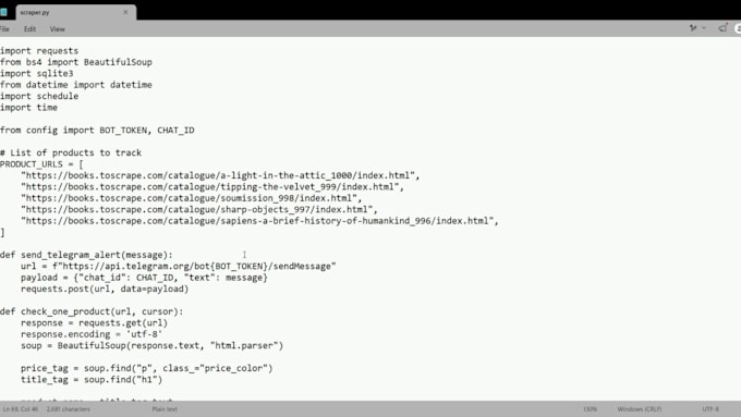 build a price tracking bot with automated alerts using python