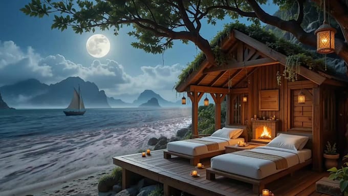 do relaxing rain video beach and meditation loop animation