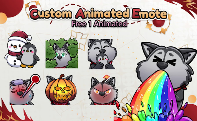 create animated emotes, chibi emotes, twich emotes, vtuber emote  for stream