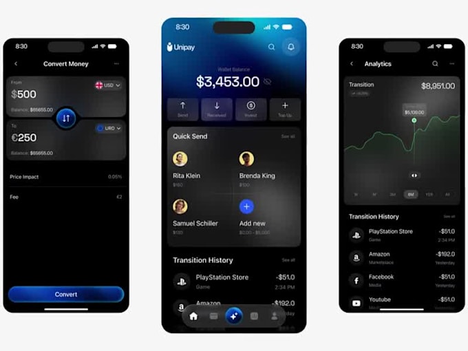 build fintech app, app ui design, app wireframe with responsive prototype