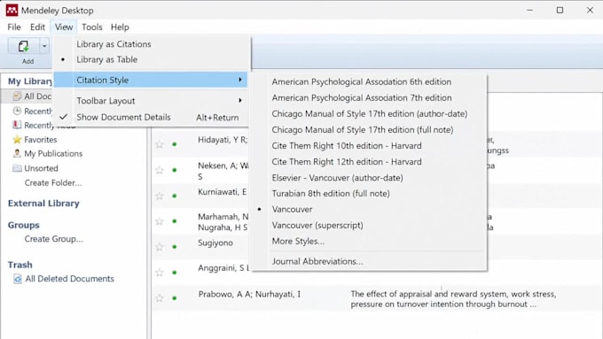 format citations and references using mendeley