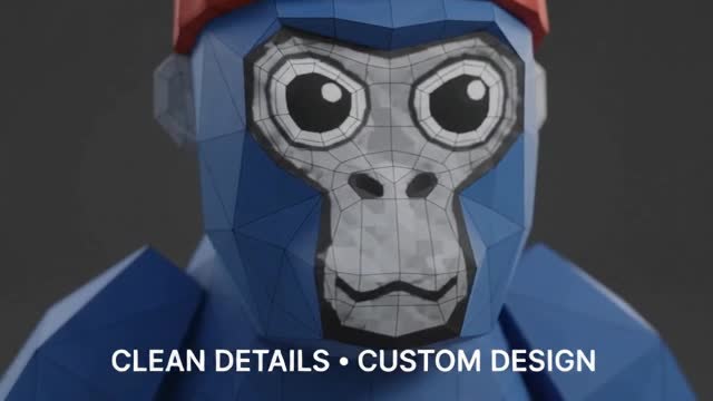 create a custom gorilla tag fan game player model in 3d