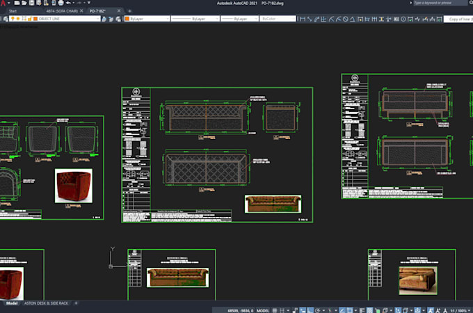 design your furniture technical drawing and 3d render