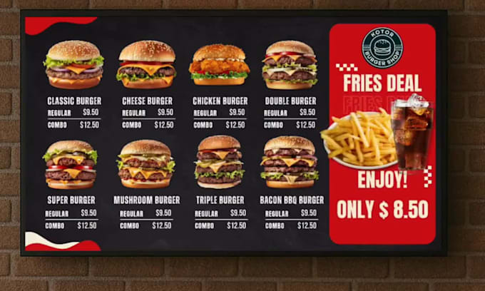design menu board digital tv for restaurant or coffee shop