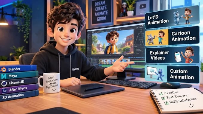 make animation for 3d videos character and creature