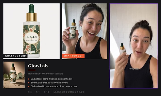 create ai static ad creatives for skincare and beauty