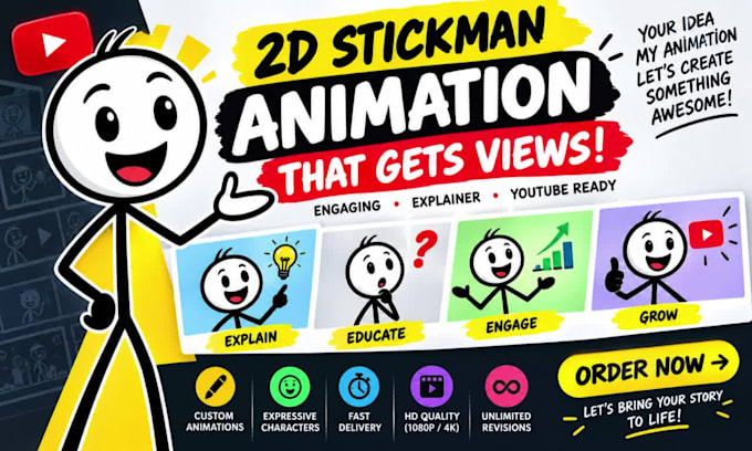 create 2d stickman animation viral video stick figure animation