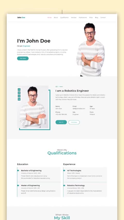 create resume website personal website personal portfolio website wordpress
