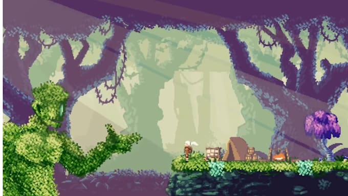 do pixel art background scene landscape pixel animation, pixel tileset