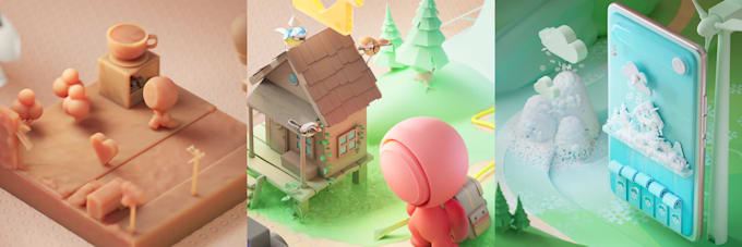 create 3d clayanimation, claymation, 3d clay, 3d character, 3d model claytech