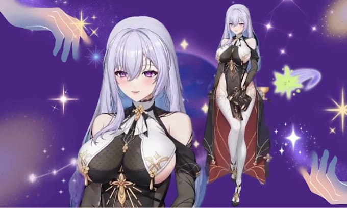 design anime vtuber avatar live2d rigging 2d vtuber model vtuber ref sheet art