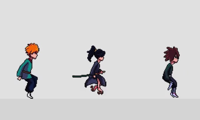 create pixel art character, animation, pixel sprite sheet and game assets