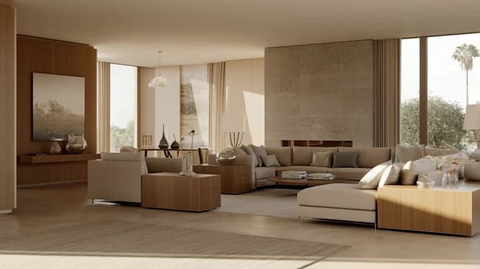 design modern living room interior with 3d visualization