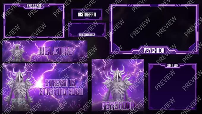 design a complete anime style twitch stream package
