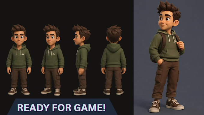 create stylized 3d characters, textured, game, rig, animation, in blender