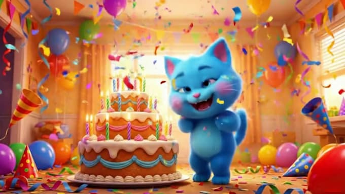create animated happy birthday greeting video with name, photos and music