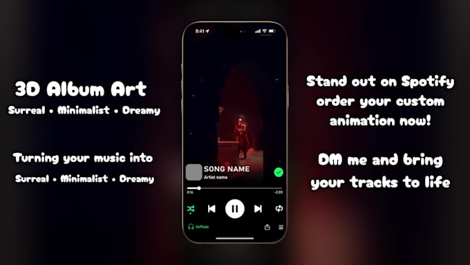 do professional 3d canvas design for your spotify music