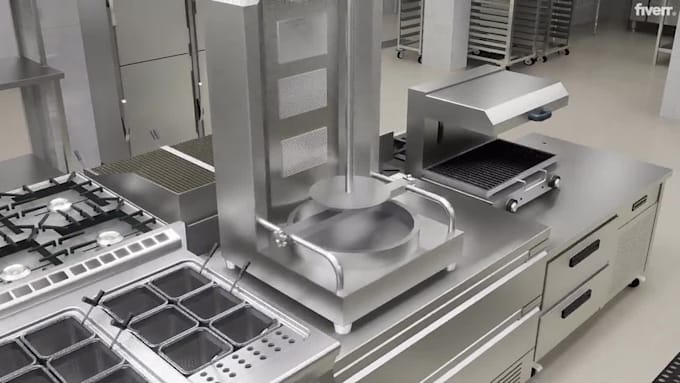 design commercial kitchen layout, 2d plan, 3d kitchen and interior design