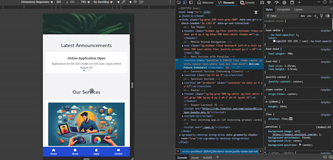 build modern responsive website using react and tailwind CSS