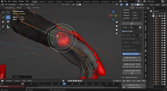 rectify 3d character rig, mesh distort, broken bends, bone mapping, ik fk switch