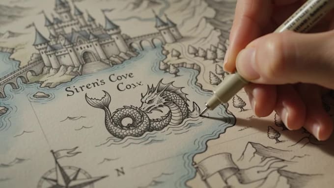 draw hand drawn fantasy, resort, visitor and park maps