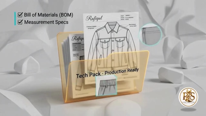 create an apparel tech pack and technical flat sketch