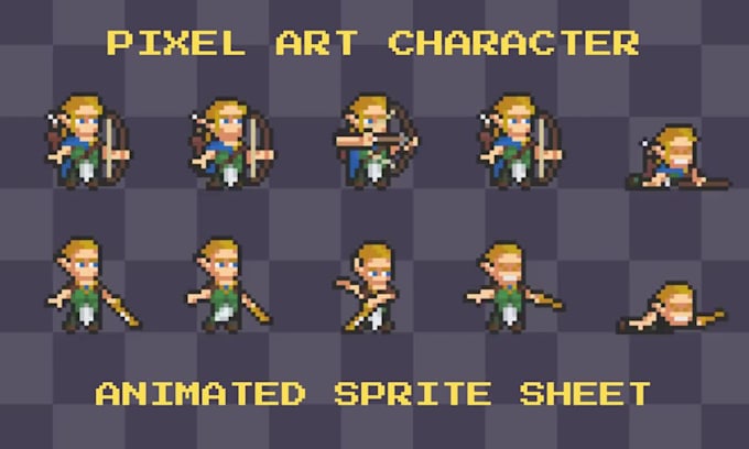 create 2d pixel art character 8 bit 16 bit animation pixel sprite sheet