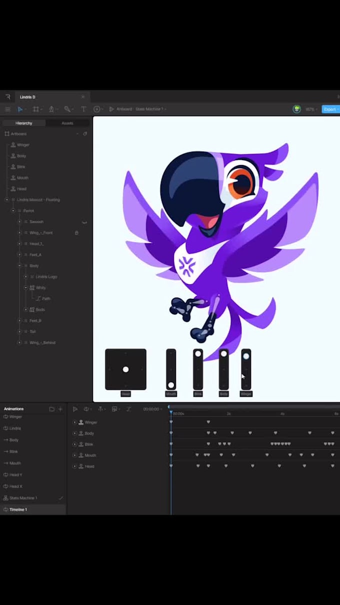 create interactive rive animation for app, website or game ui