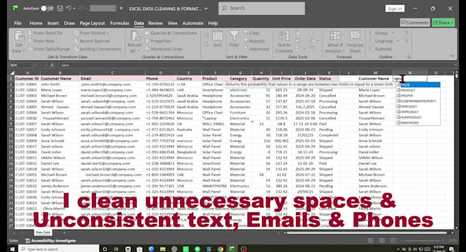 do excel data cleaning, formatting and deduplication