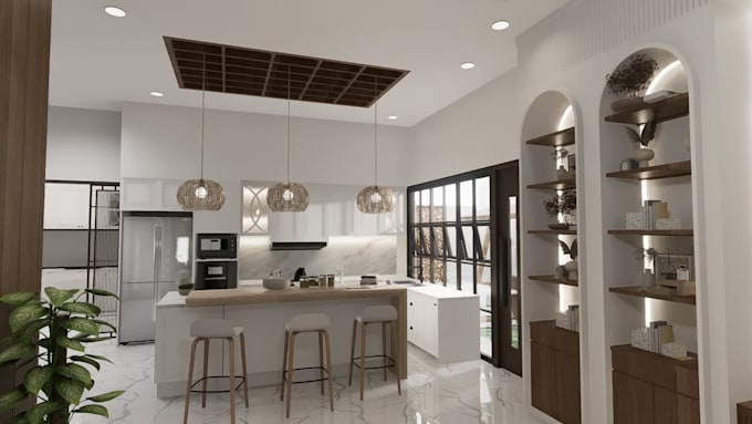 create custom home interior design with realistic render