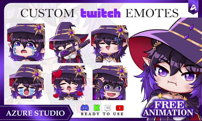 create anime style twitch emotes, animated emotes and sub badges