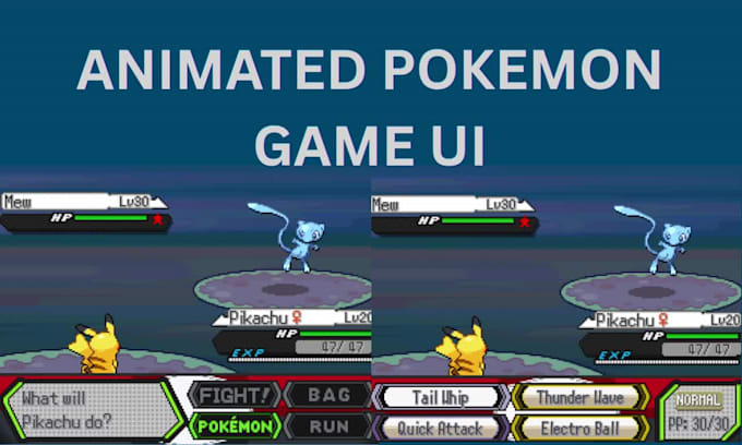 design pokémon style game UI, battle hud, pixel interface and rpg menu