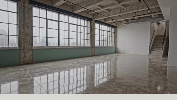create ai epoxy floor transformation, construction videos