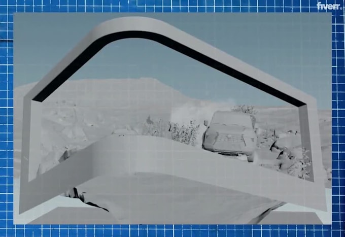 do 3d car billboard animations, anamorphic led screens cgi automotive ads 3d vfx