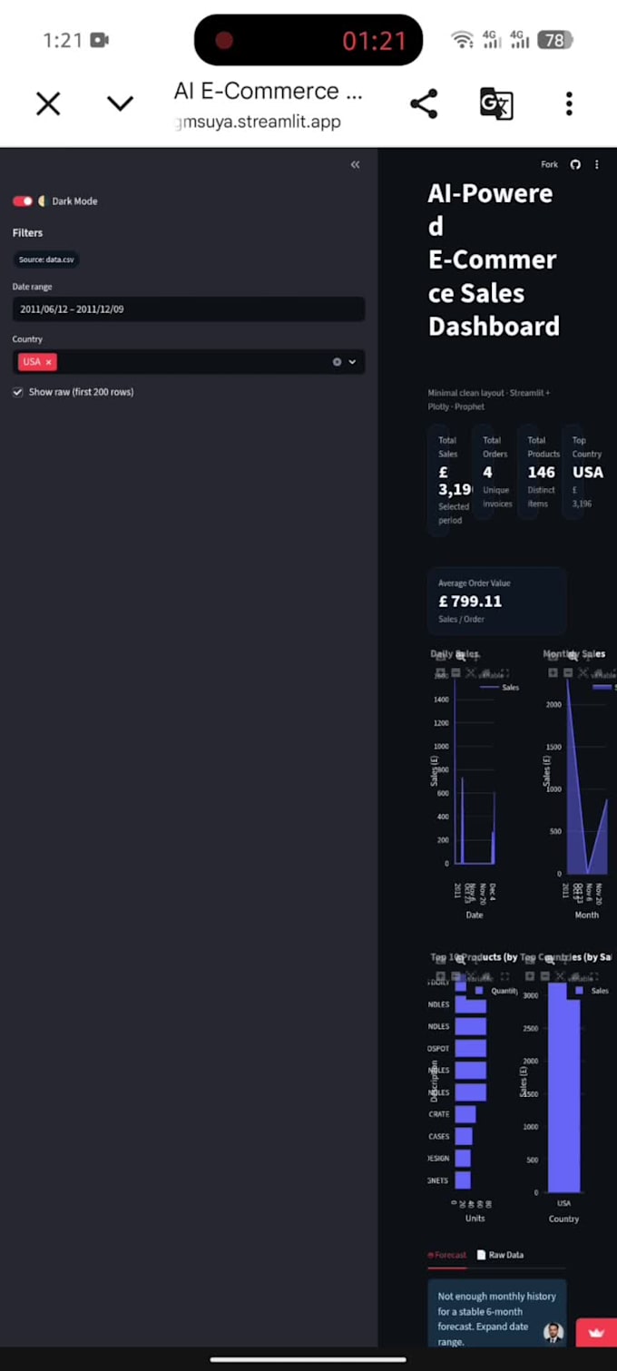 build a streamlit data dashboard