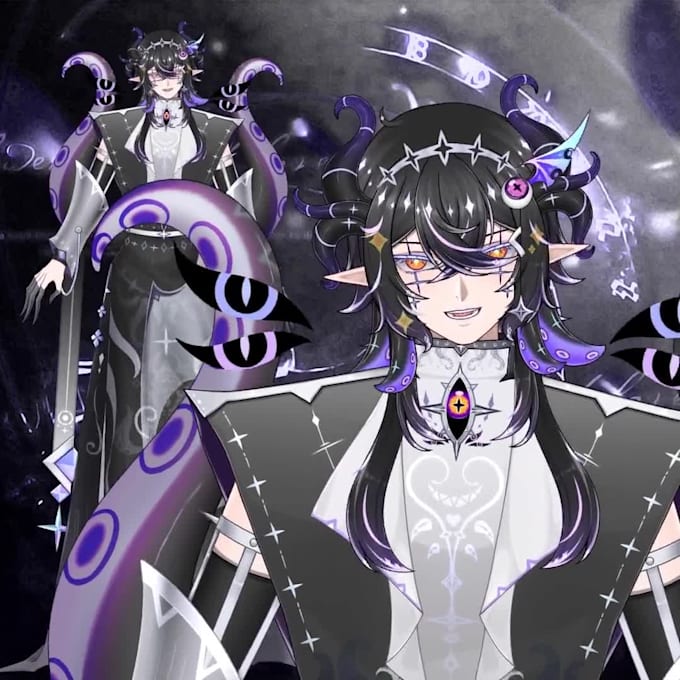 create male vtuber avatar, live2d vtuber model for streaming background setup