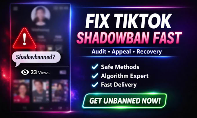 fix and audit tiktok shawdowbans, fix shadow ban issues, handle appeals