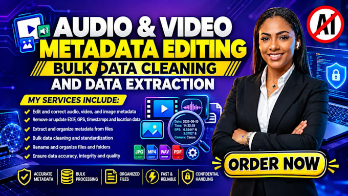 do audio video metadata editing, bulk data cleaning, and data extraction