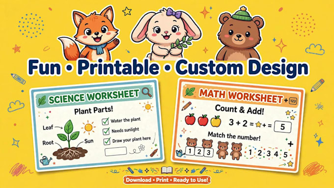 create custom kids worksheets all subjects