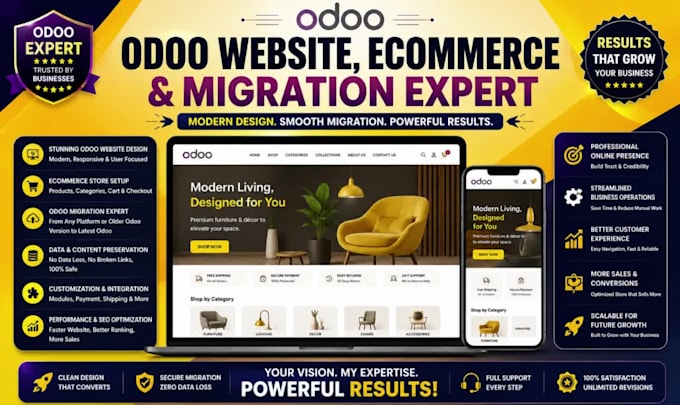 odoo, odoo ecommerce, odoo website design and odoo migration