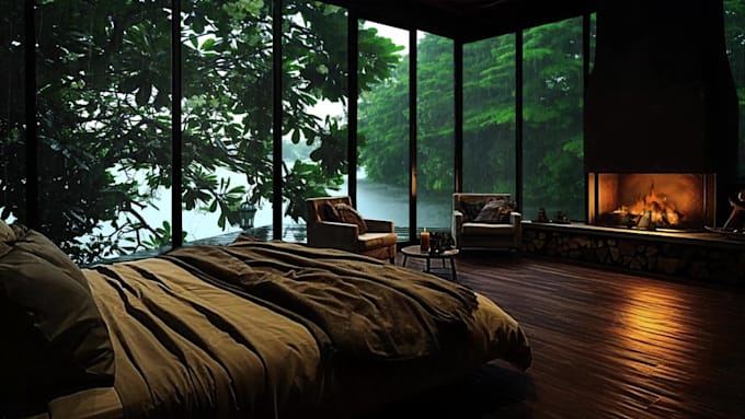create 30 cozy rain video with natural sound