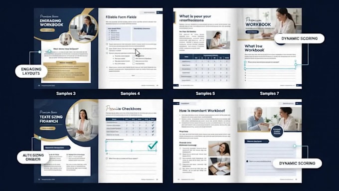 design an interactive fillable PDF workbook and course guide for coaches
