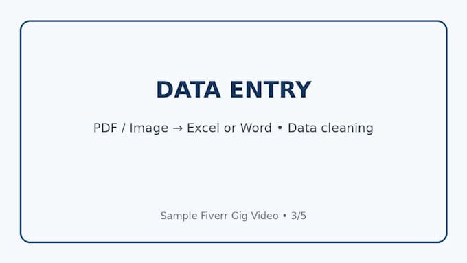 do excel data entry, accounting, bookkeeping and tally work