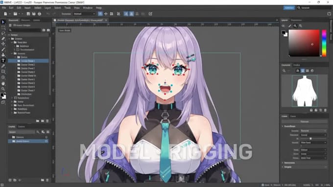 design live2d anime vtuber model, rig vtuber model in live2d anime style