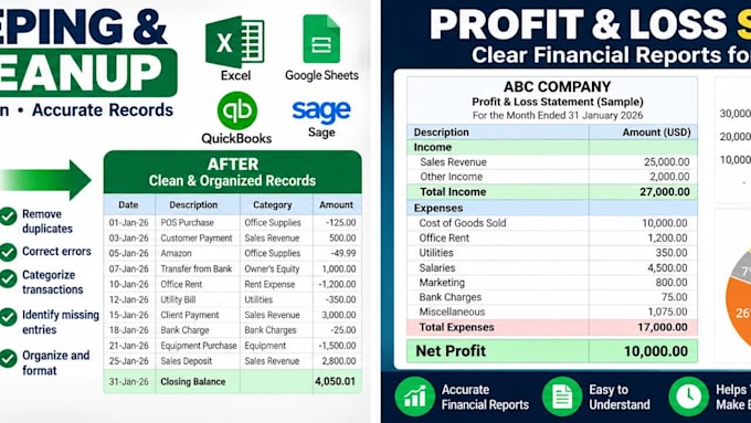 do bookkeeping, bank reconciliation and financial data entry