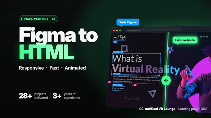 convert figma to html css javascript, pixel perfect responsive website