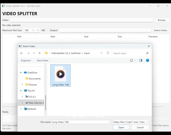 split your large video into smaller upload ready files